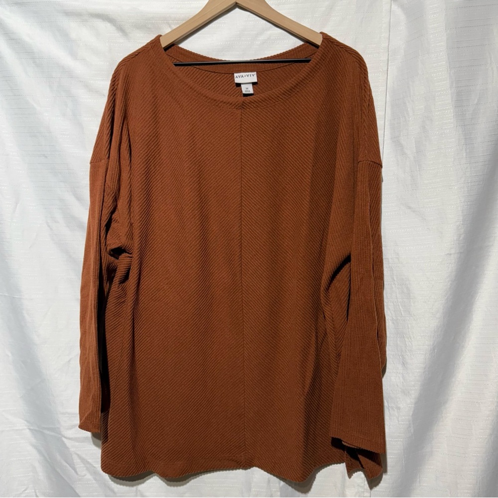 Ava & Viv Rust-Colored Long Sleeve Top - Size 3X